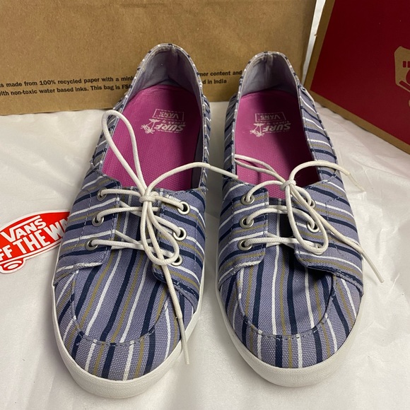 Vans Women’s Surf Sailor Navy Striped Slip on Shoes sz 8 - Picture 6 of 12